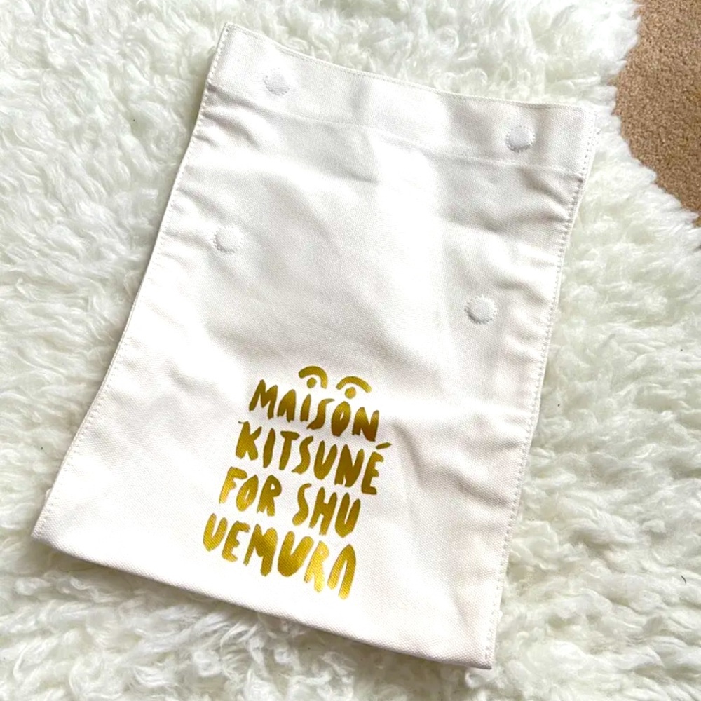 Maison Kitsune white canvas pouch
